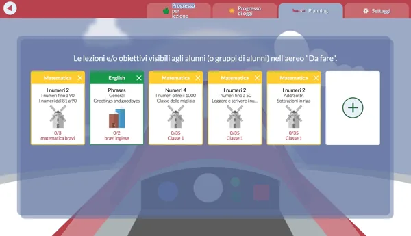 La pagina Pianificazione dove il docente "spinge" contenuti alla classe, gruppi o alunni
